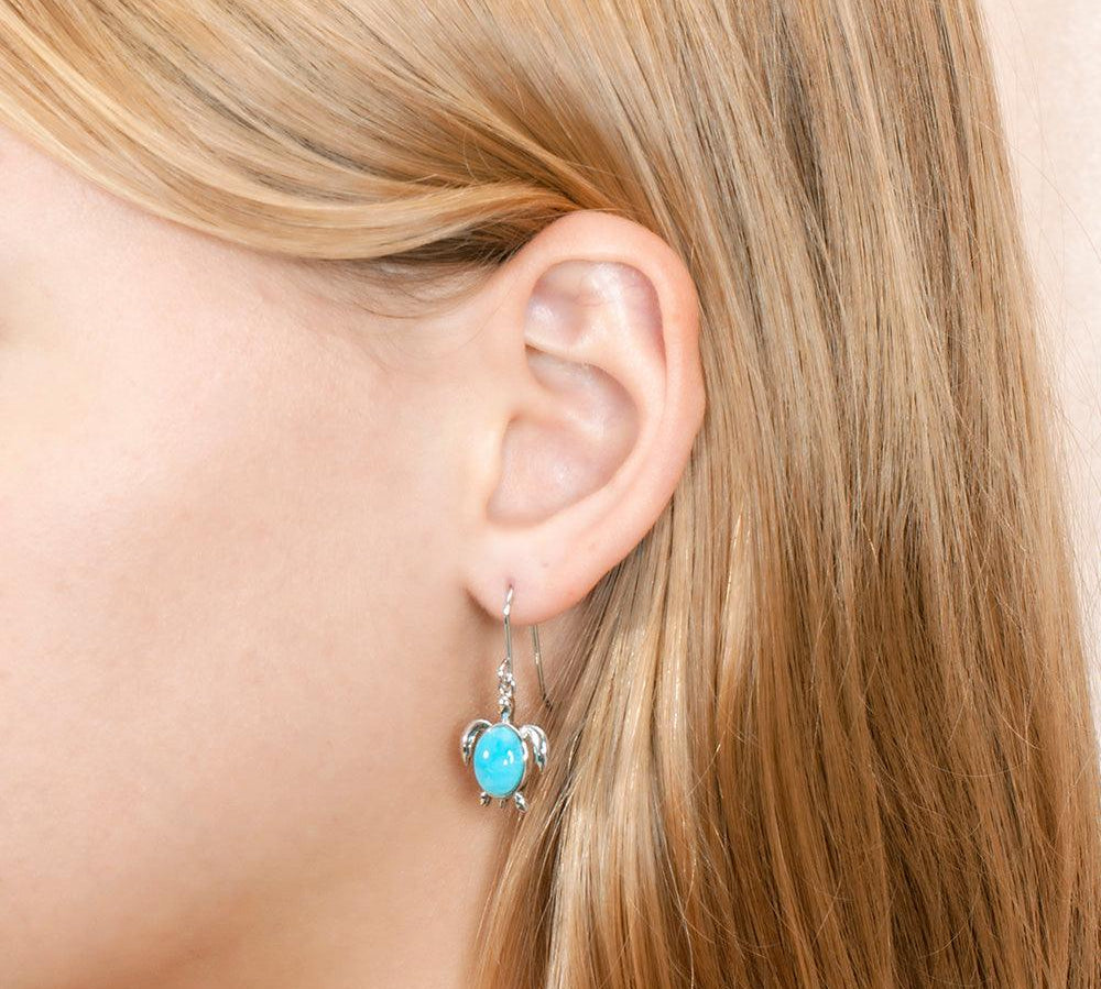 Larimar Poipu Honu Earrings Earrings Island by Koa Nani 