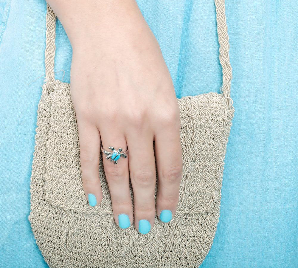 Larimar Polynesian Honu Ring Ring Island by Koa Nani 