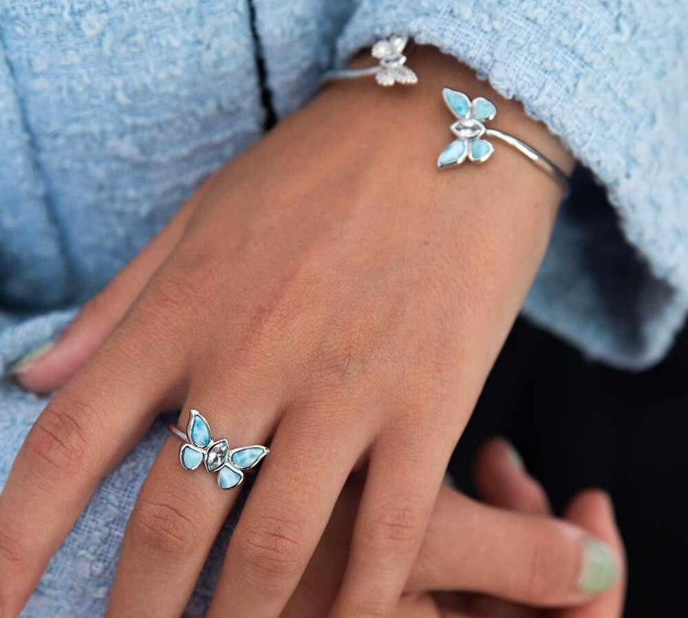 Larimar Pulelehua Bangle & Ring Set Other Island by Koa Nani 