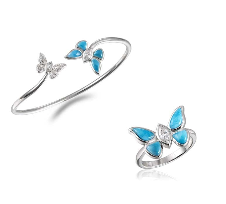 Larimar Pulelehua Bangle & Ring Set Other Island by Koa Nani 