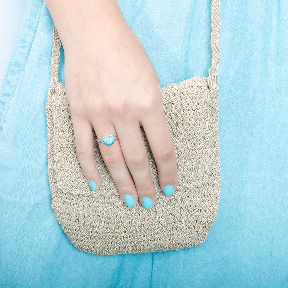 Larimar Pu'uwai Heart Azul Ring Ring Island by Koa Nani 
