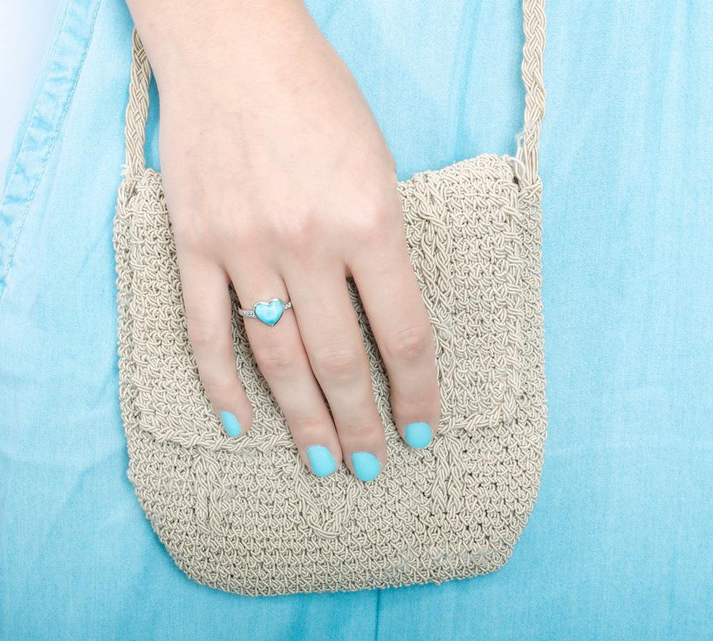 Larimar Pu'uwai Heart Azul Ring Ring Island by Koa Nani 
