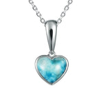 The picture shows a 925 sterling silver larimar heart pendant.