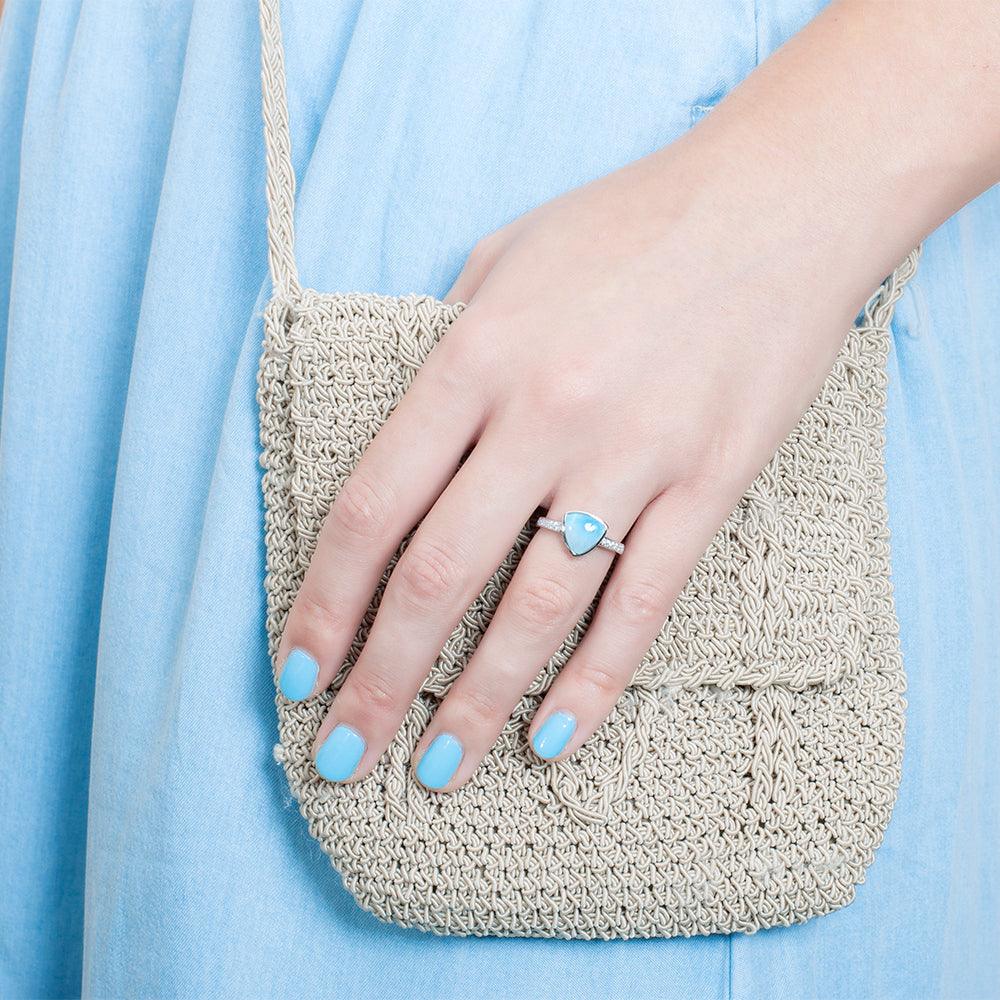 Larimar Reuleaux Ring Pavé Band Ring Island by Koa Nani 