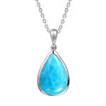 The picture shows a 925 sterling silver larimar reuleaux teardrop pendant cubic zirconia.