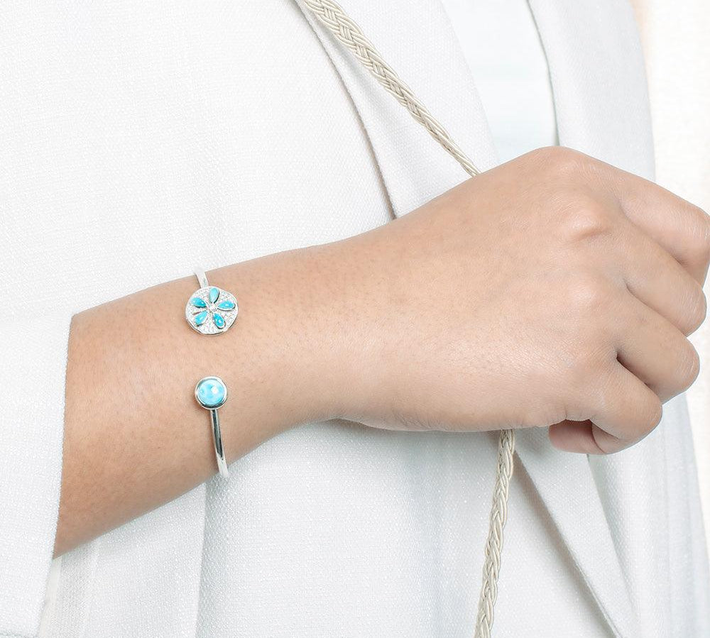 Larimar Sand Dollar & Full Moon Sleek Bangle Bangle Island by Koa Nani 