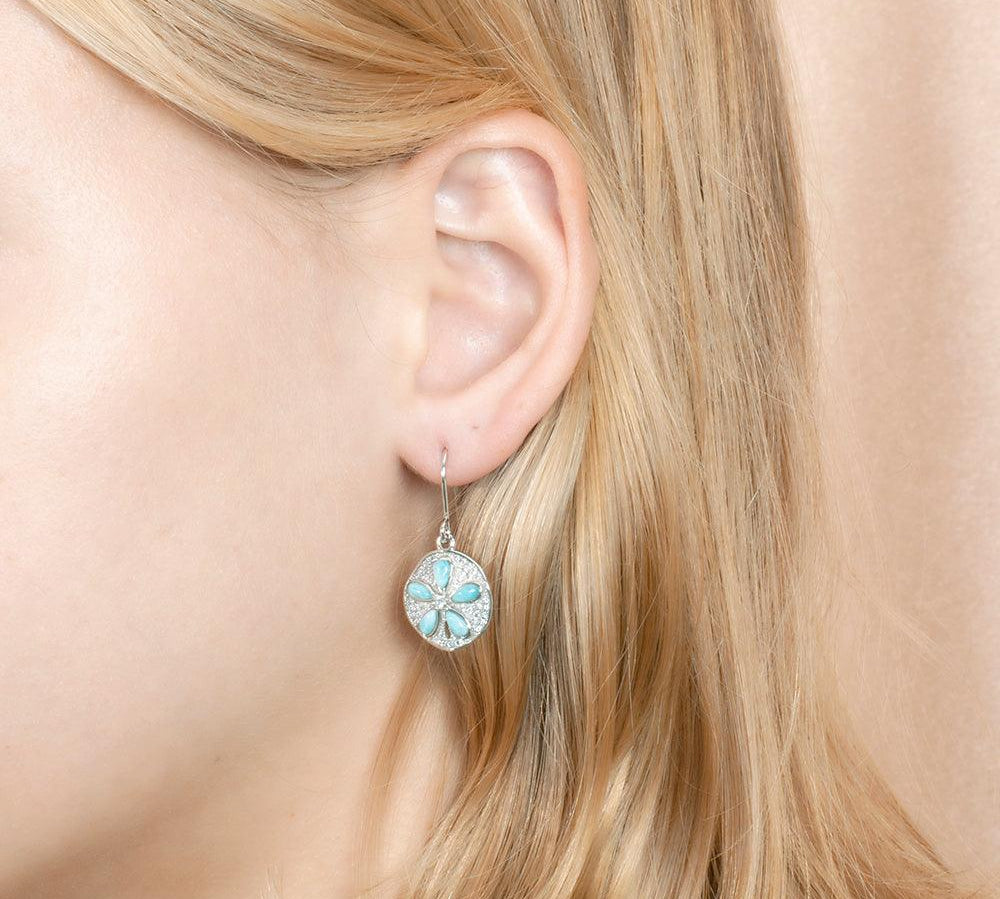 Larimar Sand Dollar Hook Earrings Earrings Island by Koa Nani 