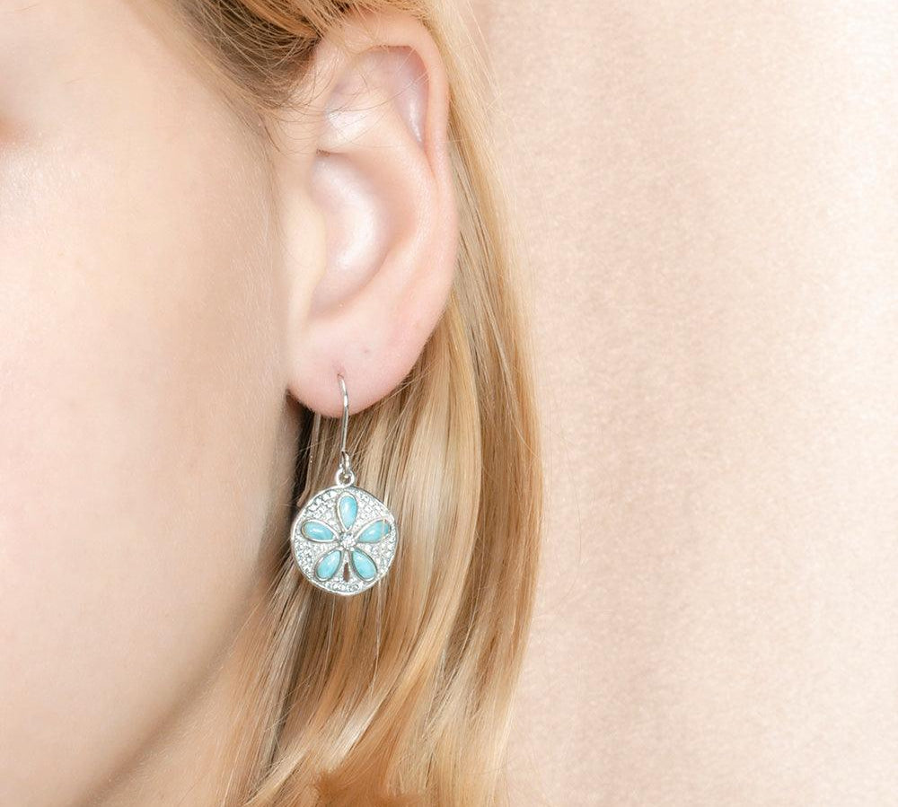 Larimar Sand Dollar Hook Earrings Earrings Island by Koa Nani 