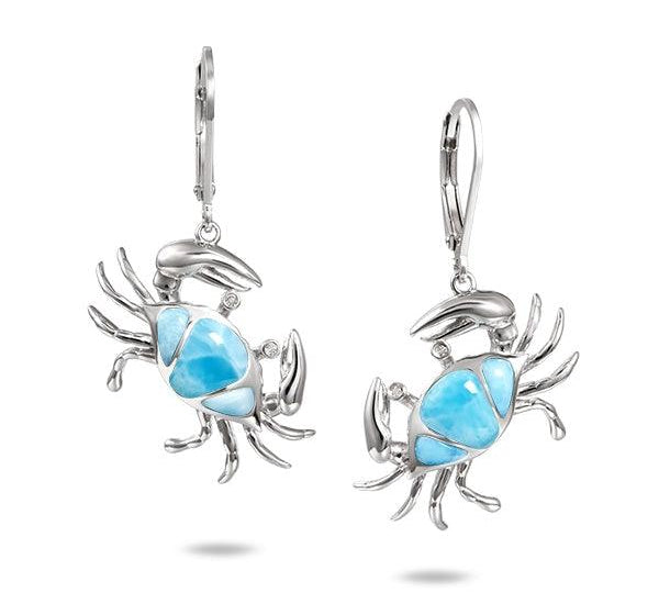 Larimar Sand Dune Blue Crab Earrings Earrings Island by Koa Nani 