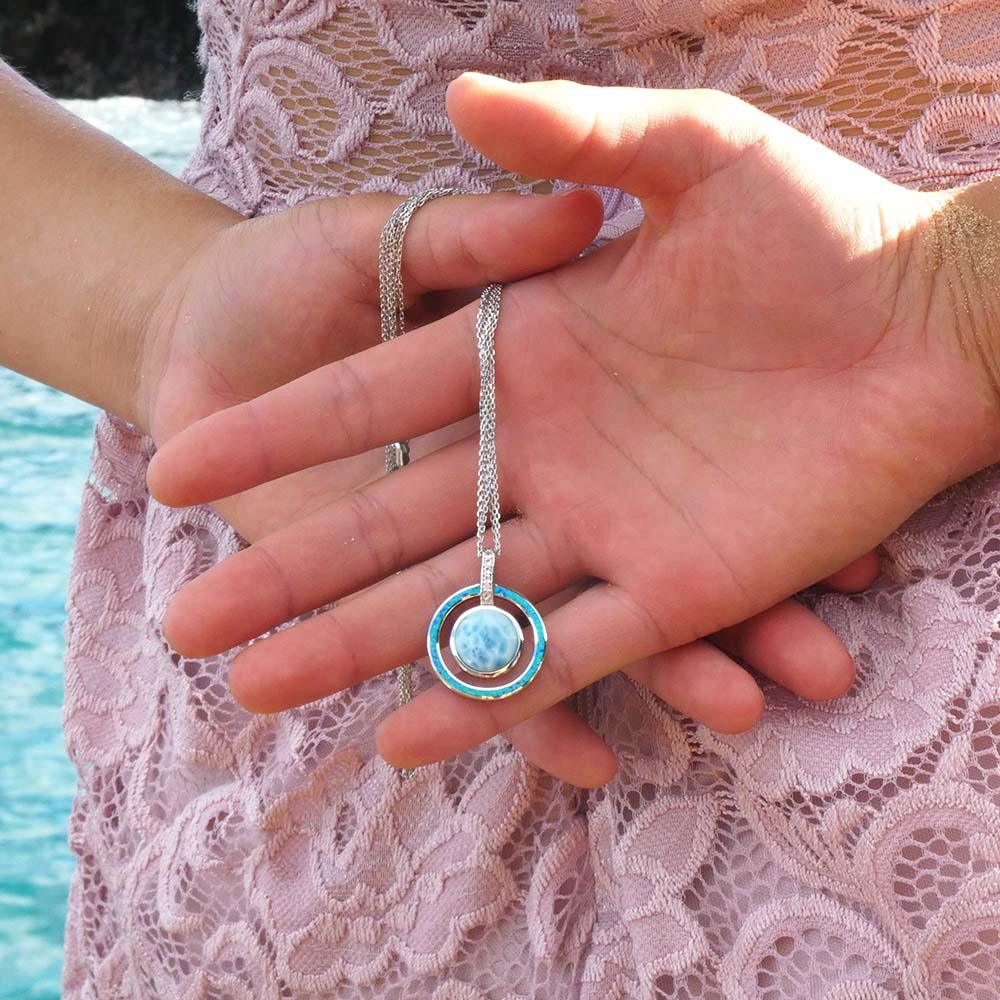 Larimar Saturn Spell Pendant Pendant Island by Koa Nani 