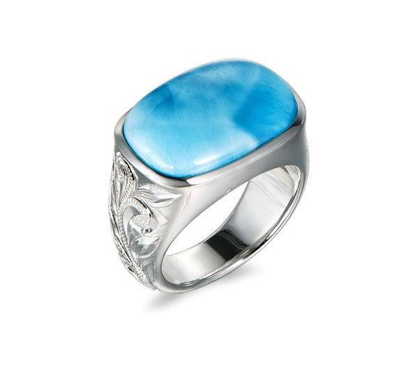 Larimar Sea Salt Ring with Engravings Ring Island by Koa Nani 5