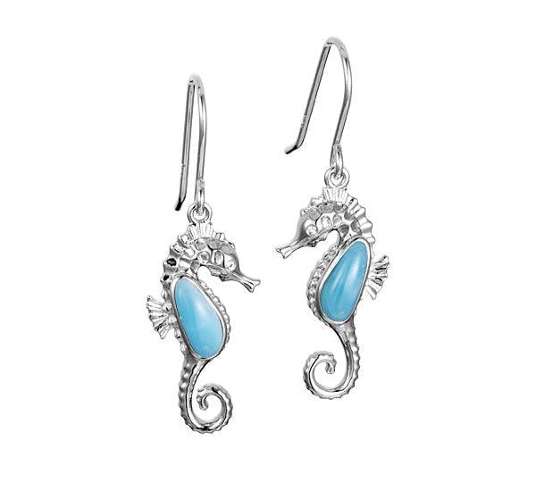 Larimar Seahorse Hook Earrings Earrings Island by Koa Nani 