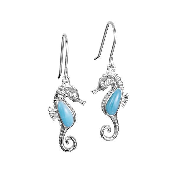 Larimar Seahorse Hook Earrings Earrings Island by Koa Nani 