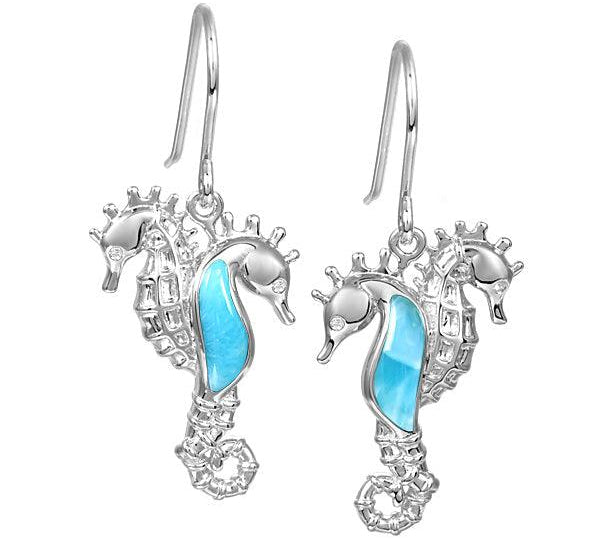 Larimar Seahorse Lovers Hook Earrings Earrings Island by Koa Nani 