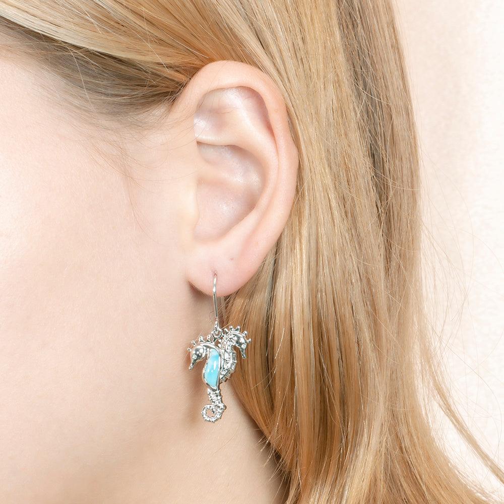 Larimar Seahorse Lovers Hook Earrings Earrings Island by Koa Nani 