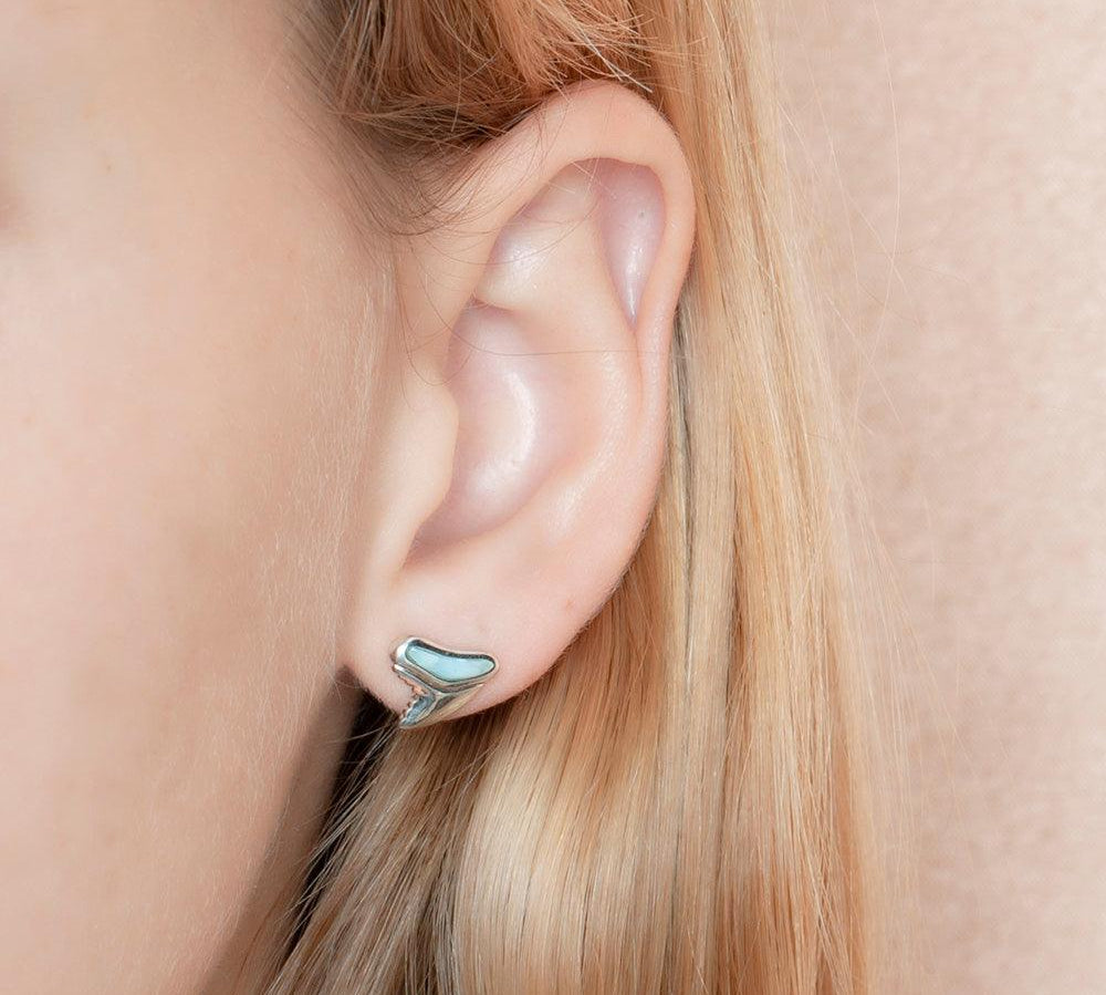 Larimar Shark Tooth Earrings Earrings Island by Koa Nani 