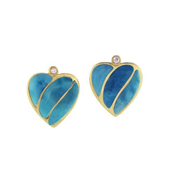 Larimar Striped Heart Earrings Earrings Island by Koa Nani 