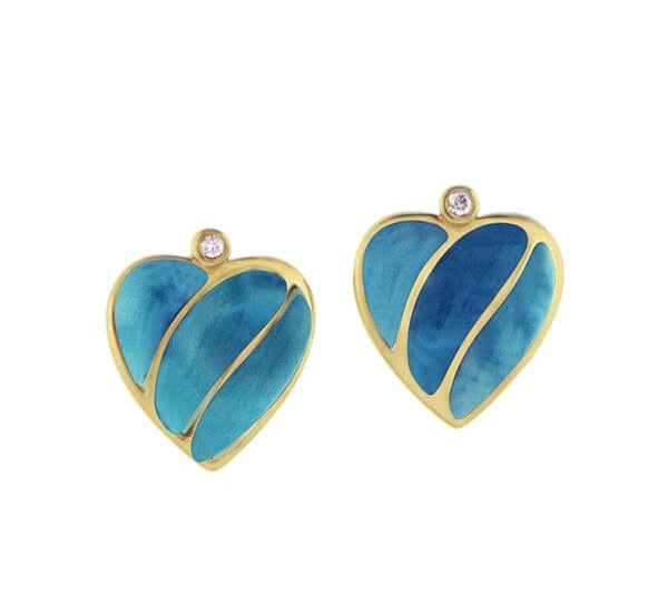 Larimar Striped Heart Earrings Earrings Island by Koa Nani 