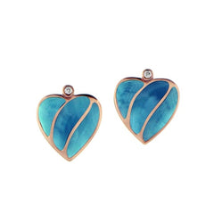 Larimar Striped Heart Earrings Earrings Island by Koa Nani 