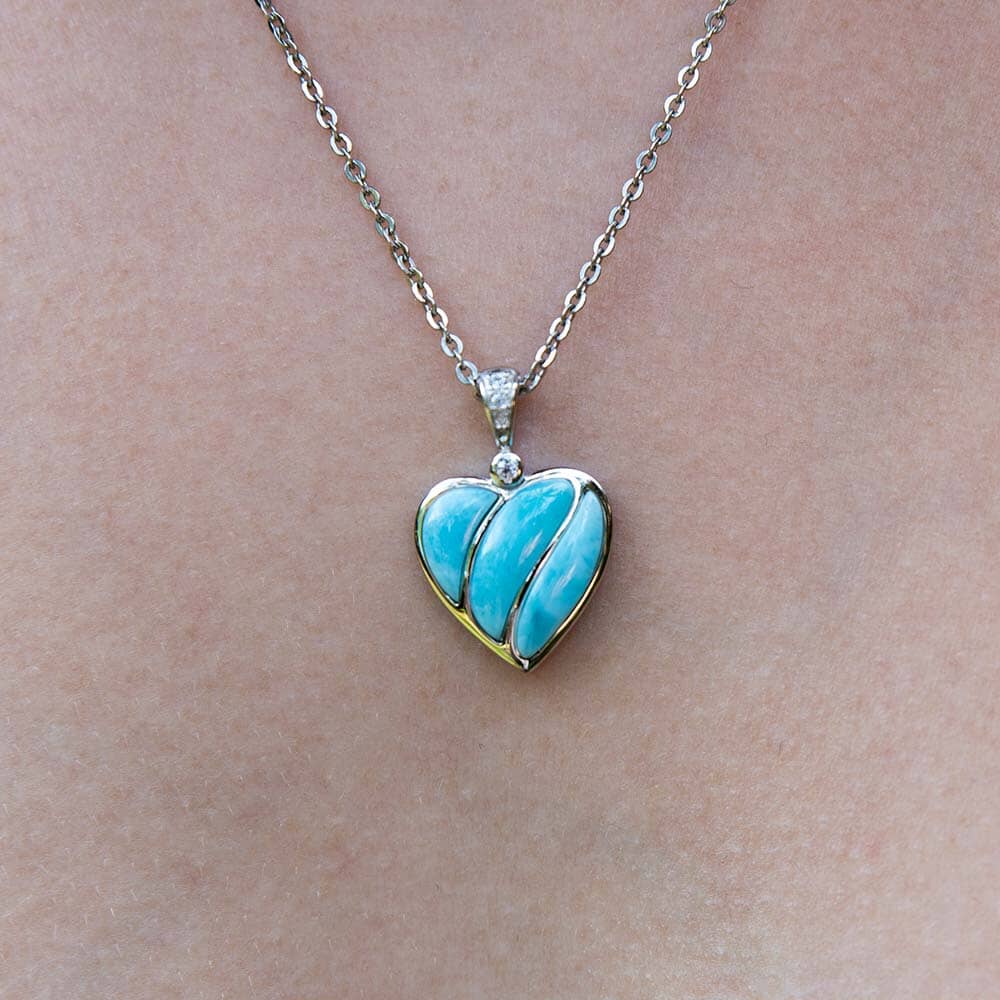 Larimar Striped Heart Pendant Pendant Island by Koa Nani 