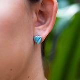 Larimar Striped Heart Stud Earrings Earrings Island by Koa Nani 