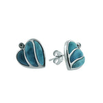 Larimar Striped Heart Stud Earrings Earrings Island by Koa Nani 