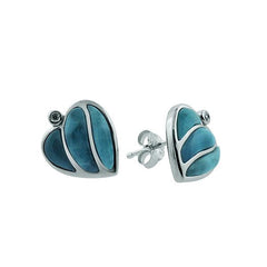 Larimar Striped Heart Stud Earrings Earrings Island by Koa Nani 