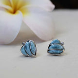 Larimar Striped Heart Stud Earrings Earrings Island by Koa Nani 