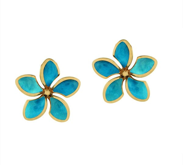 Larimar Sunrise Plumeria Earrings Earrings Island by Koa Nani 