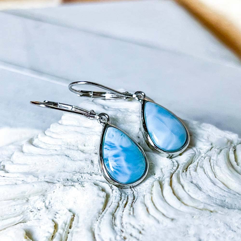 Larimar Teardrop Lever Back Earrings Earrings Island by Koa Nani 
