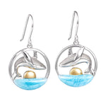 Larimar Two-Tone Humpback Whale Earrings Earrings Island by Koa Nani 