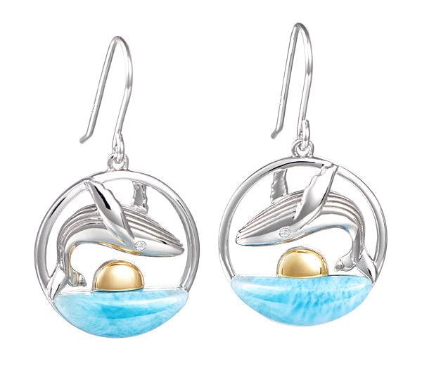Larimar Two-Tone Humpback Whale Earrings Earrings Island by Koa Nani 