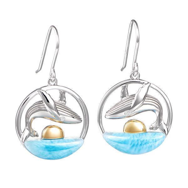 Larimar Two-Tone Humpback Whale Earrings Earrings Island by Koa Nani 