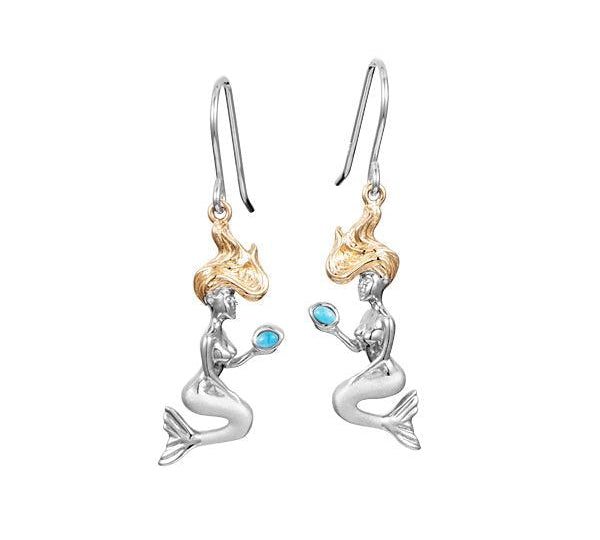 Larimar Two-Tone Wishing Mermaid Earrings Earrings Island by Koa Nani 