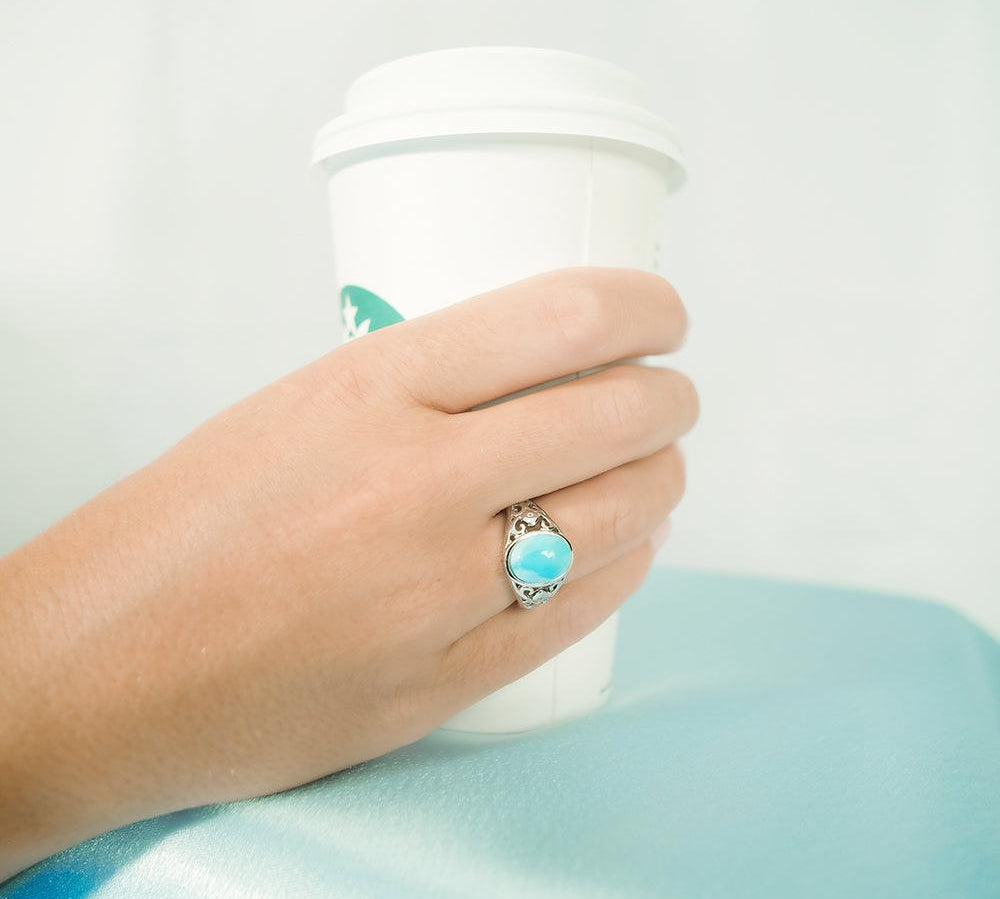 Larimar Victorian Moon Ring Ring Island by Koa Nani 