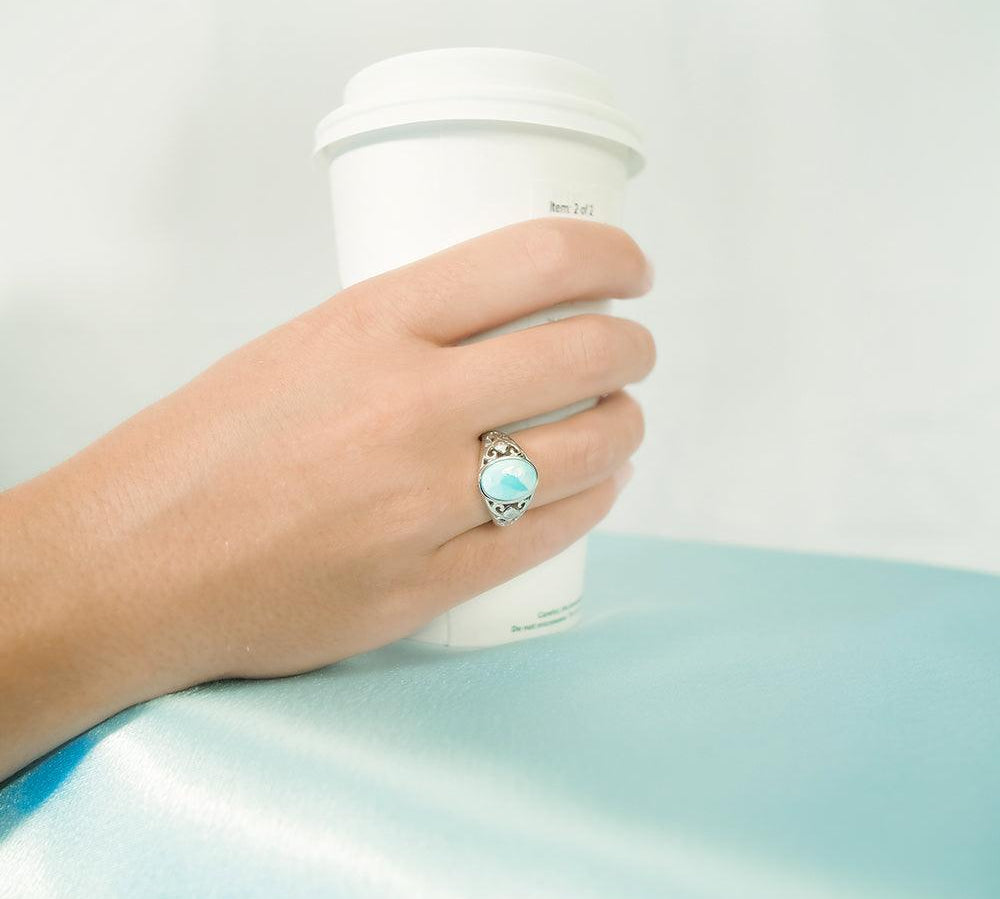Larimar Victorian Moon Ring Ring Island by Koa Nani 