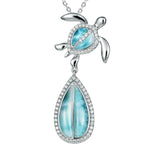 The picture shows a 925 sterling silver larimar sea turtle pendant.