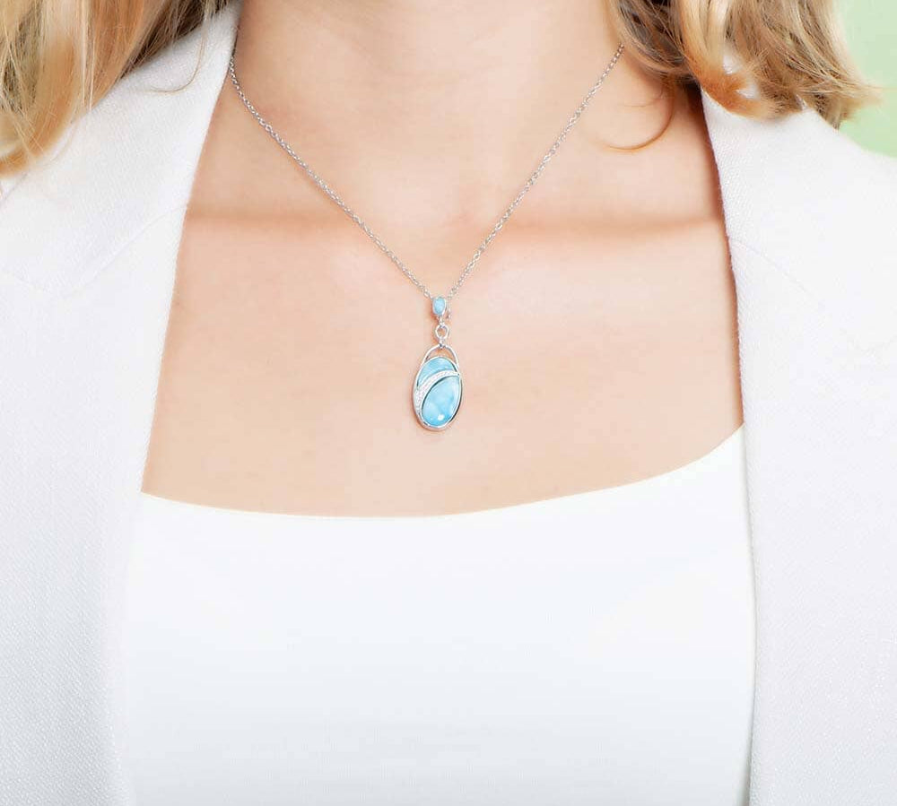 Larimar Waterfall Oval Pendant Pendant Island by Koa Nani 