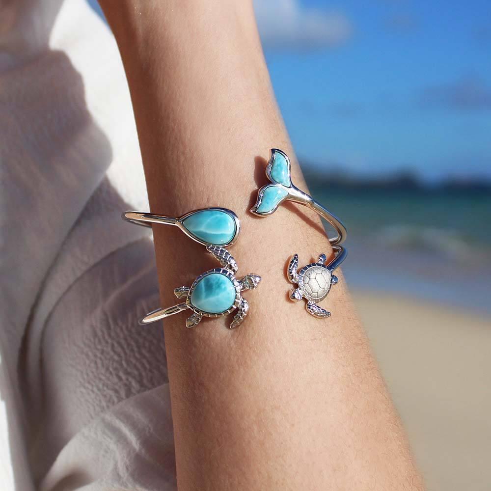 Larimar Whale Tail Bangle Bangle Island by Koa Nani 
