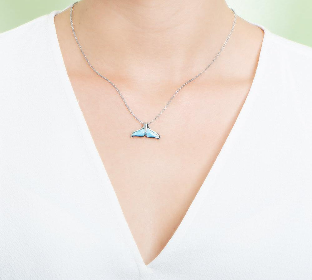 Larimar Whale Tail Pendant Pendant Island by Koa Nani Small 