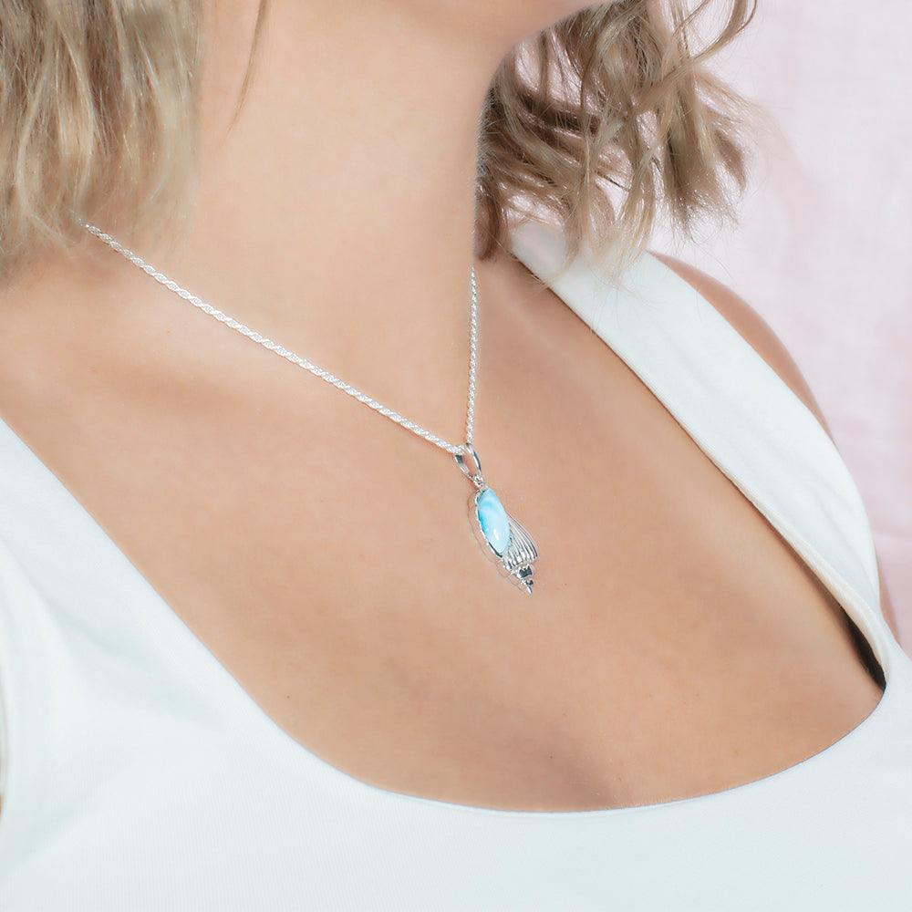 Larimar Whispering Shell Pendant Pendant Island by Koa Nani 