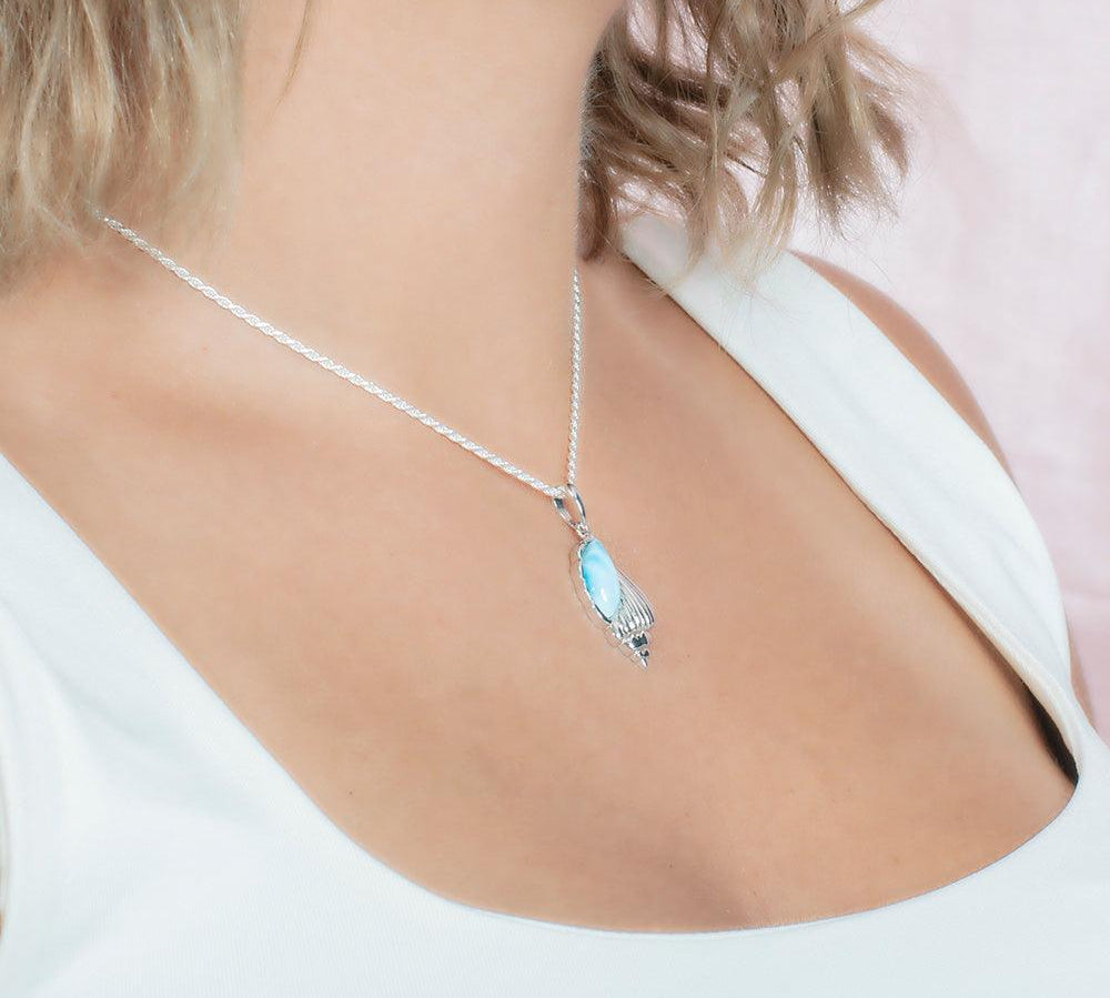 Larimar Whispering Shell Pendant Pendant Island by Koa Nani 