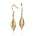 The picture shows a pair of 14K yellow gold maile leaf hook earrings.