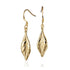 The picture shows a pair of 14K yellow gold maile leaf hook earrings.