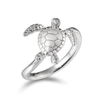 The picture shows a 925 sterling silver sea turtle ring.