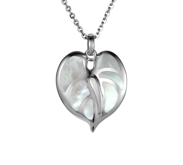 Mother of Pearl Anthurium Pendant Pendant Island by Koa Nani White 