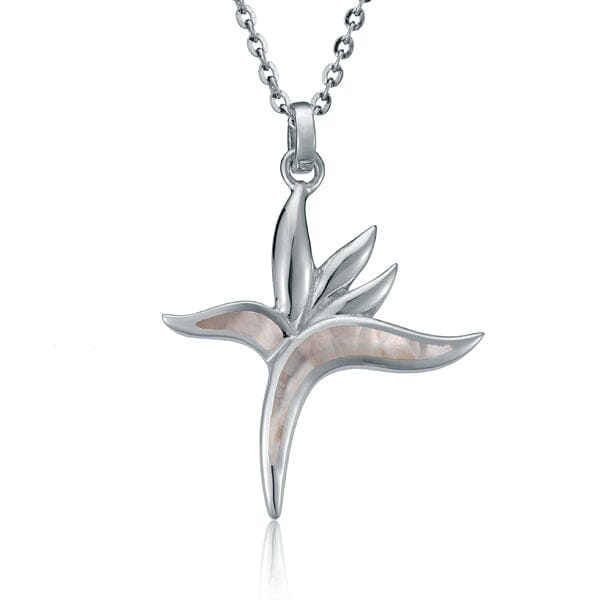 Mother of Pearl Bird of Paradise Pendant Pendant Island by Koa Nani White 