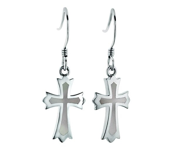 Mother of Pearl Cross Hook Earrings Earrings Island by Koa Nani 
