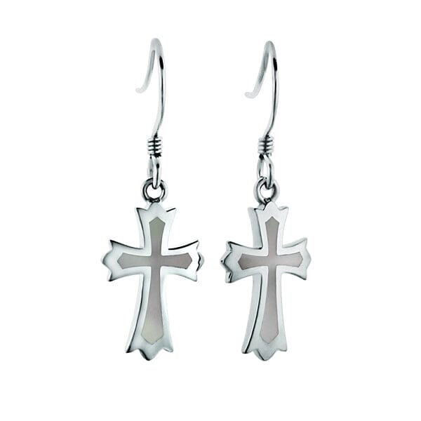 Mother of Pearl Cross Hook Earrings Earrings Island by Koa Nani 