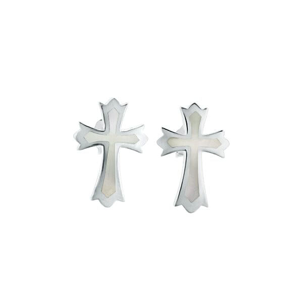 Mother of Pearl Cross Stud Earrings Earrings Island by Koa Nani 